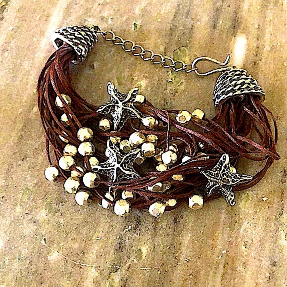 Handmade Silver Accent Leather Bracelet